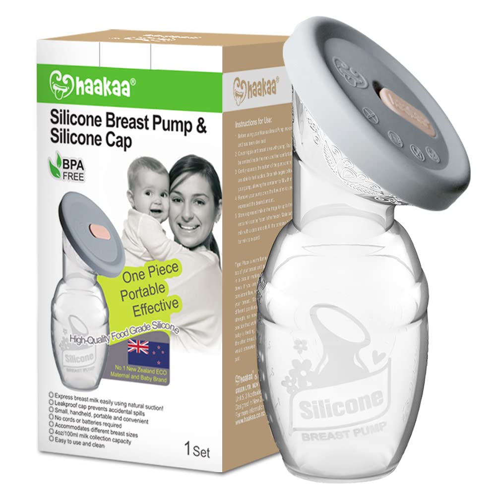 Haakaa Manual Breast Pump Breastfeeding Pump 4oz/100ml+Lid Food Grade Silicone 1 PC
