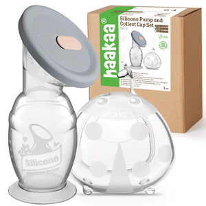 Haakaa 100ml Manual Breast Pump with Leakproof Silicone Lid & 75ml  Breast Milk Collector Combo